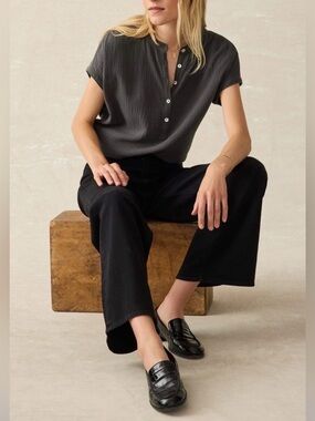 FAHERTY Dream Cotton Gauze Desmond Blouse XS